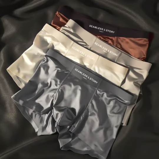 Elegant Silk Men's Ice Silk Underwear Mulberry Silk Antimicrobial Men's Boxer Briefs