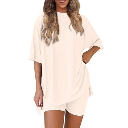 2025 Summer Casual Oversized Shirts Shorts Matching Women's Two Piece Lounge Set